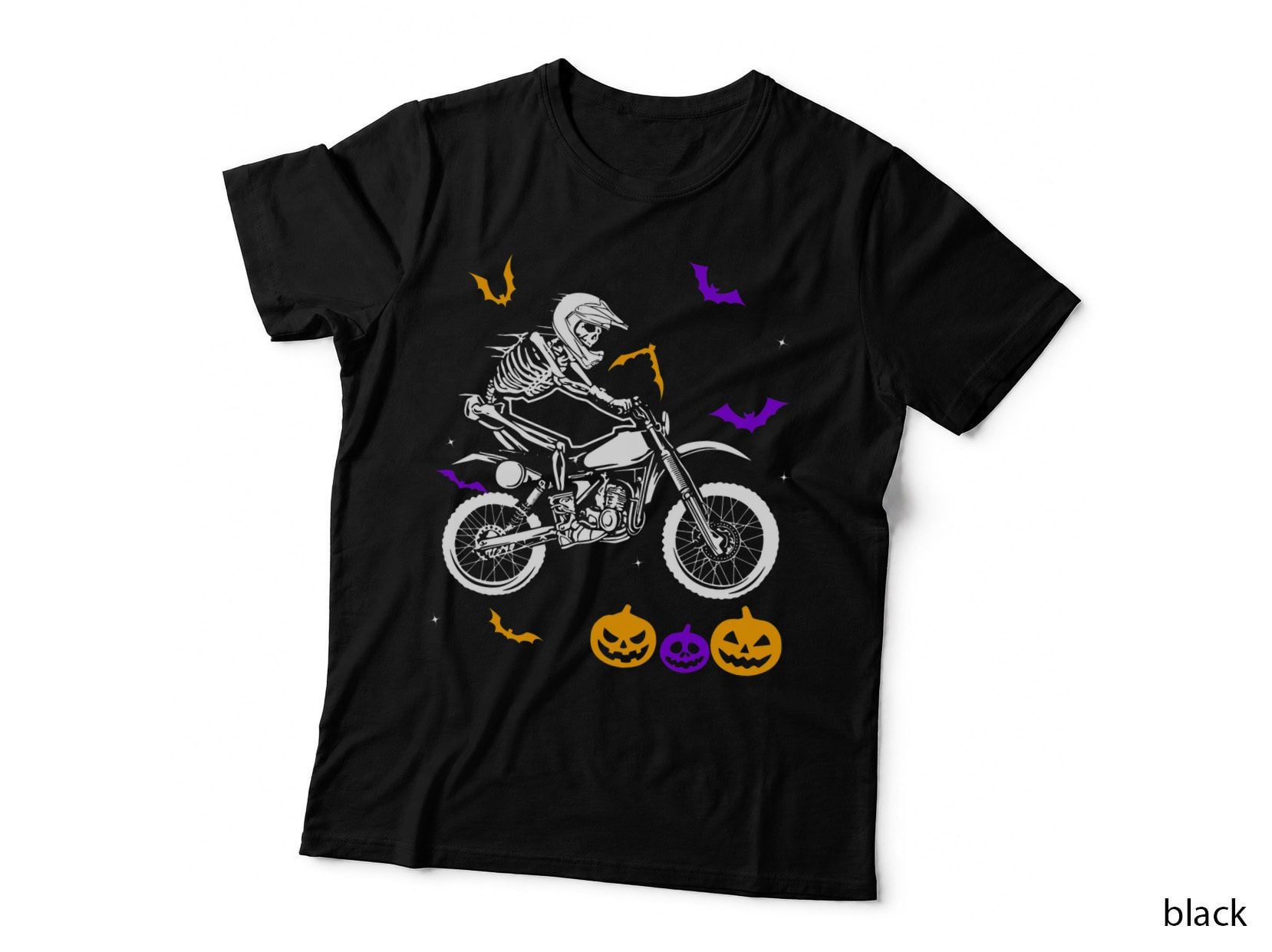 Retro Halloween Motocross Player Skeleton Motocross Lover T-Shirt