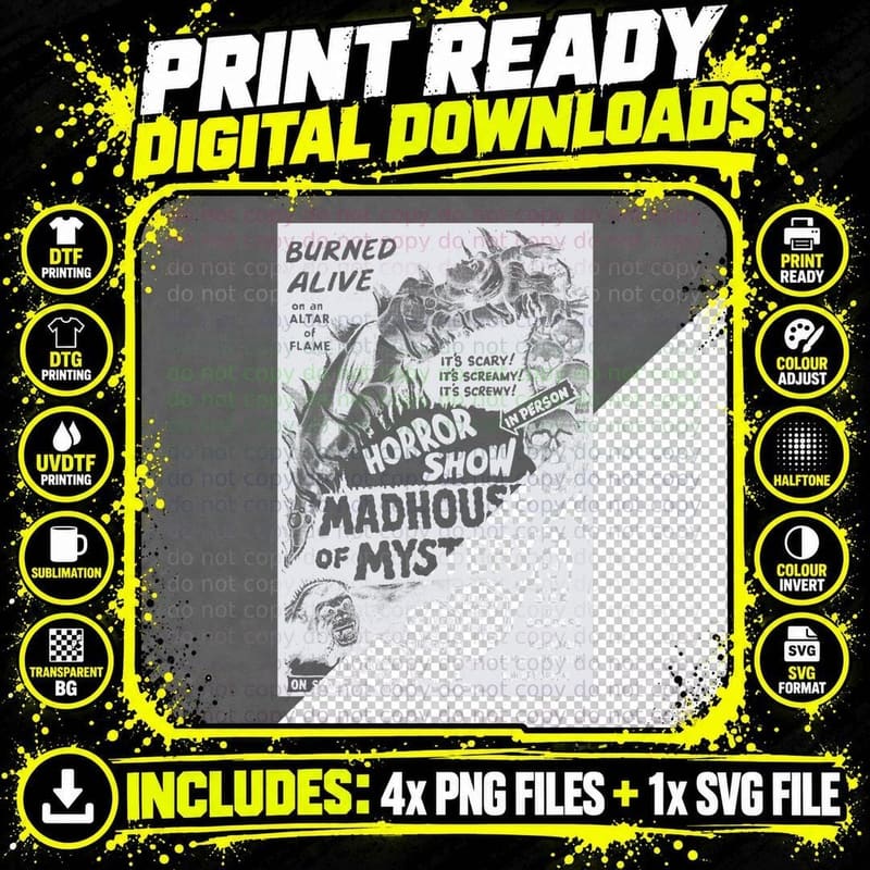 Retro Halloween Skeleton Horror Movie Midnight Horror Png SVG Digital Bundle