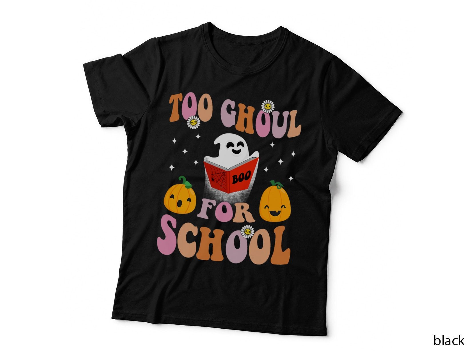 Retro Halloween Teacher Ghouls Groovy School Trick or Teach T-Shirt