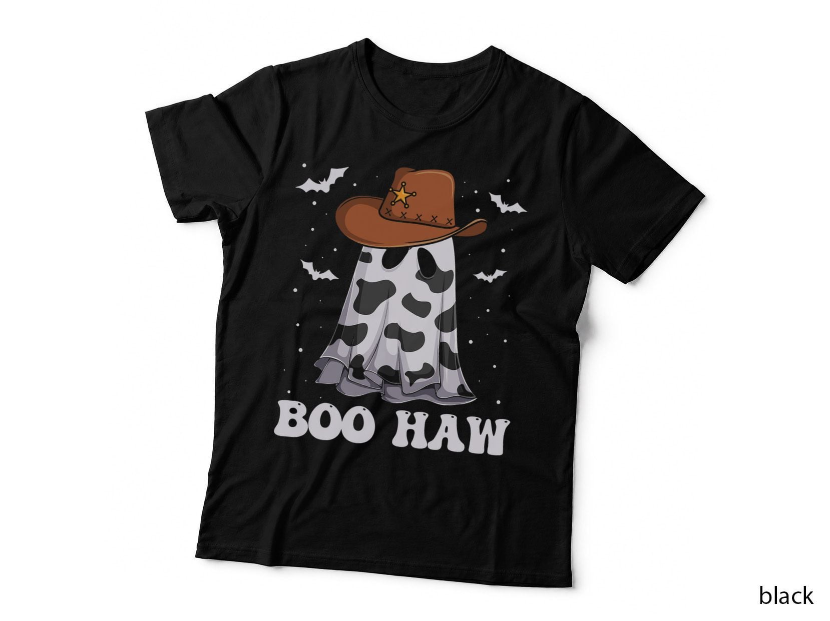 Retro Halloween, Boo Haw Ghost Western Cowboy Cowgirl T-Shirt