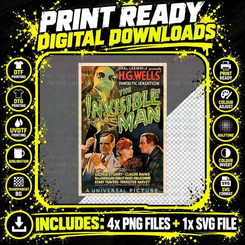 Retro Horror Movie T Shirts Monsters Halloween T-Shirt Png SVG Digital Bundle