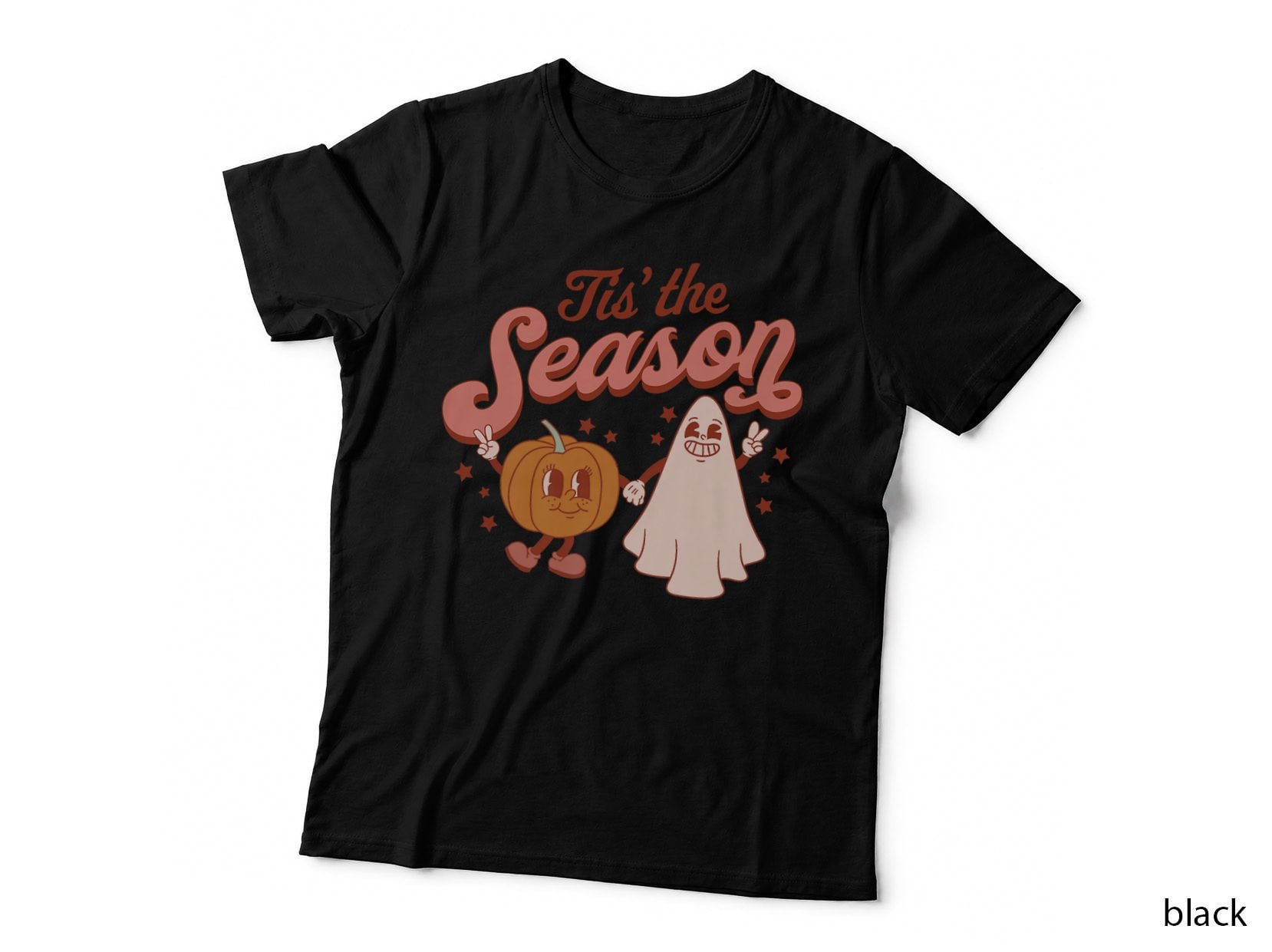 Retro Tis' the Season Pumpkin and Ghost Halloween Party T-Shirt