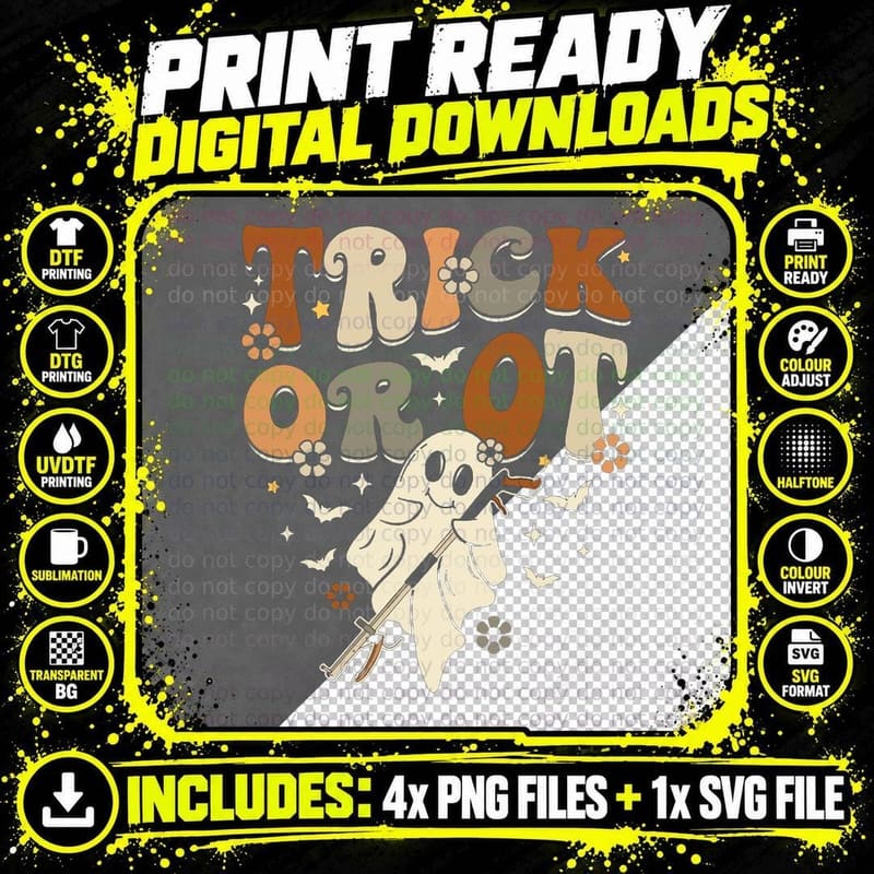 Retro Trick or OT Halloween Occupational Therapist Png SVG Digital Bundle