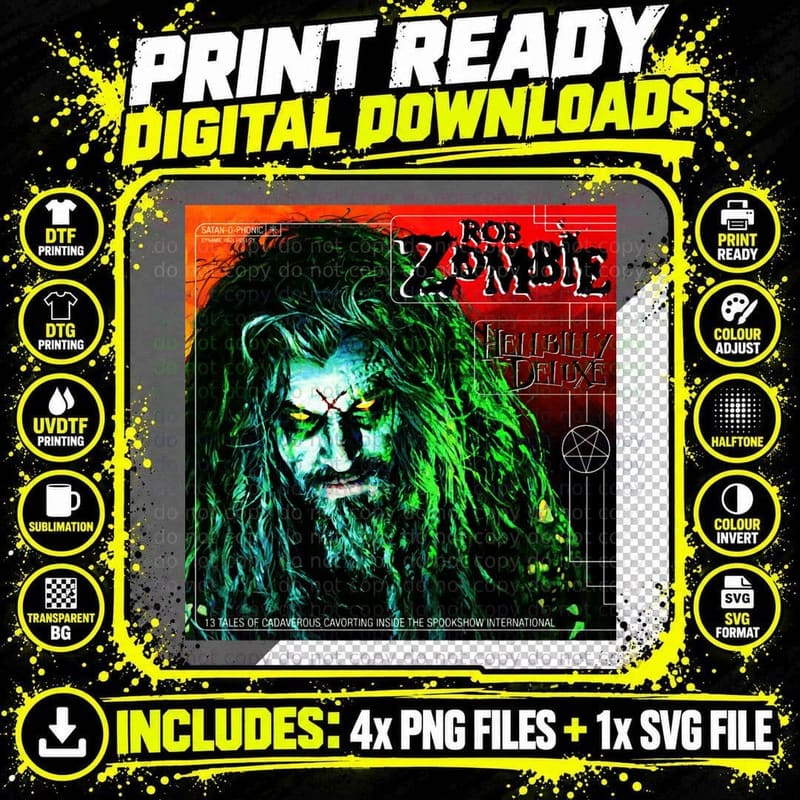 Rob Zombie Hellbilly Deluxe T-Shirt Png SVG Digital Bundle