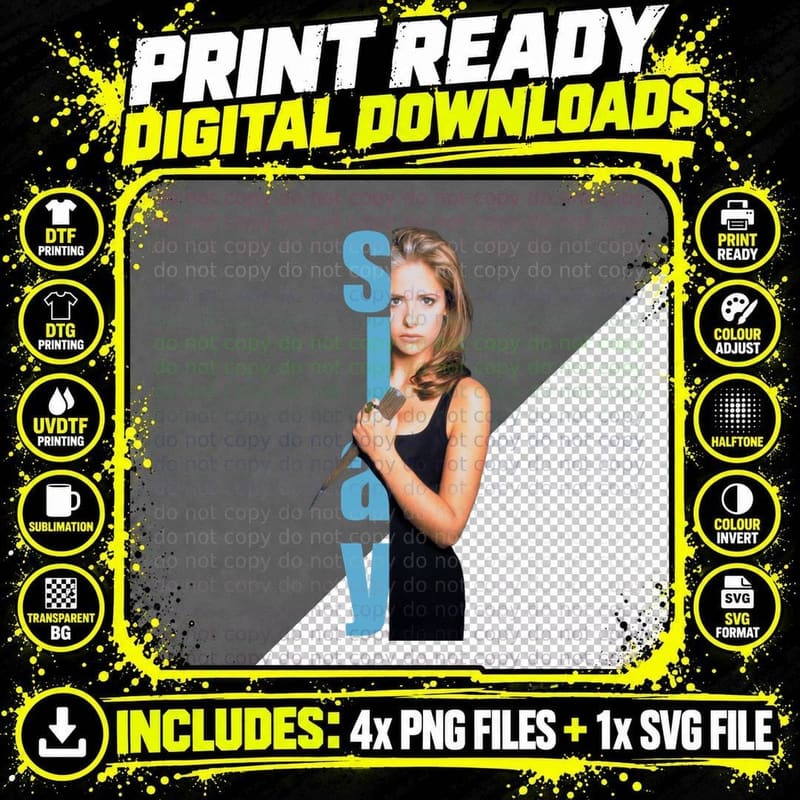 SLAY - Buffy the Vampire Slayer T-Shirt Png SVG Digital Bundle