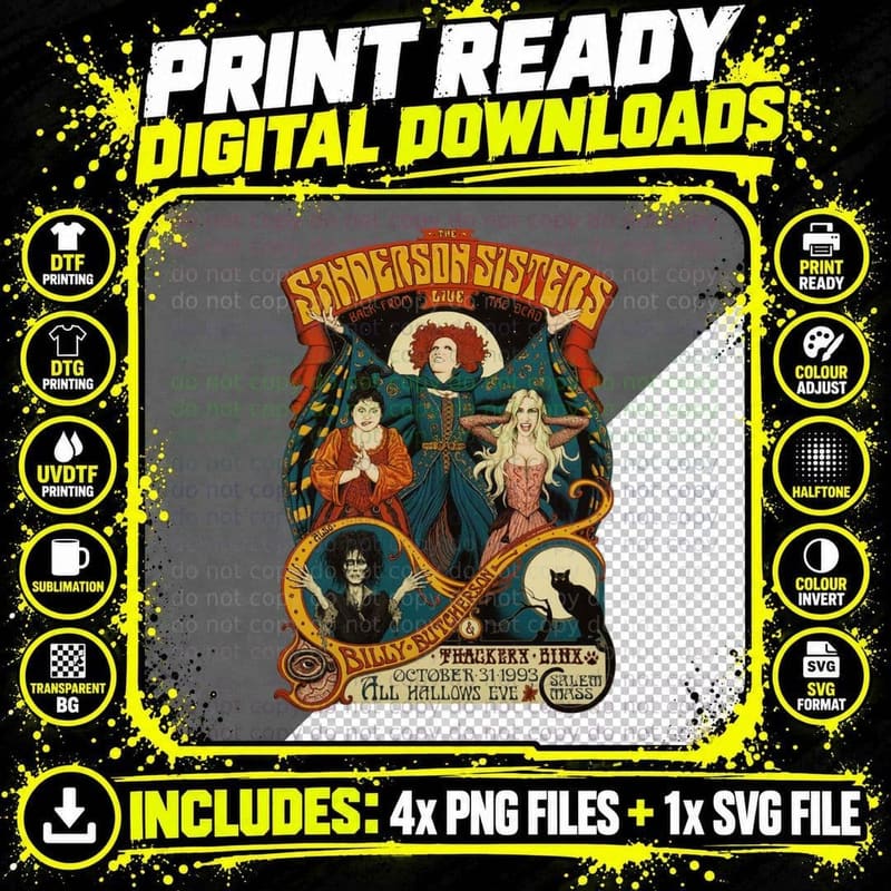 Sanderson Sisters Halloween Perfect Gift Hocus Pocus Png SVG Digital Bundle