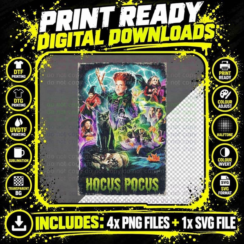 Sanderson Sisters Hocus Pocus Halloween Gift T-Shirt Png SVG Digital Bundle
