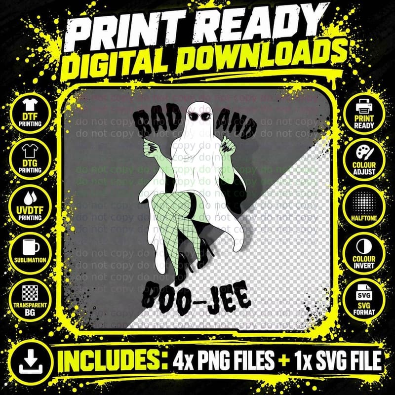 Sassy Bad and Boo-Jee Halloween Pinup T-Shirt Png SVG Digital Bundle