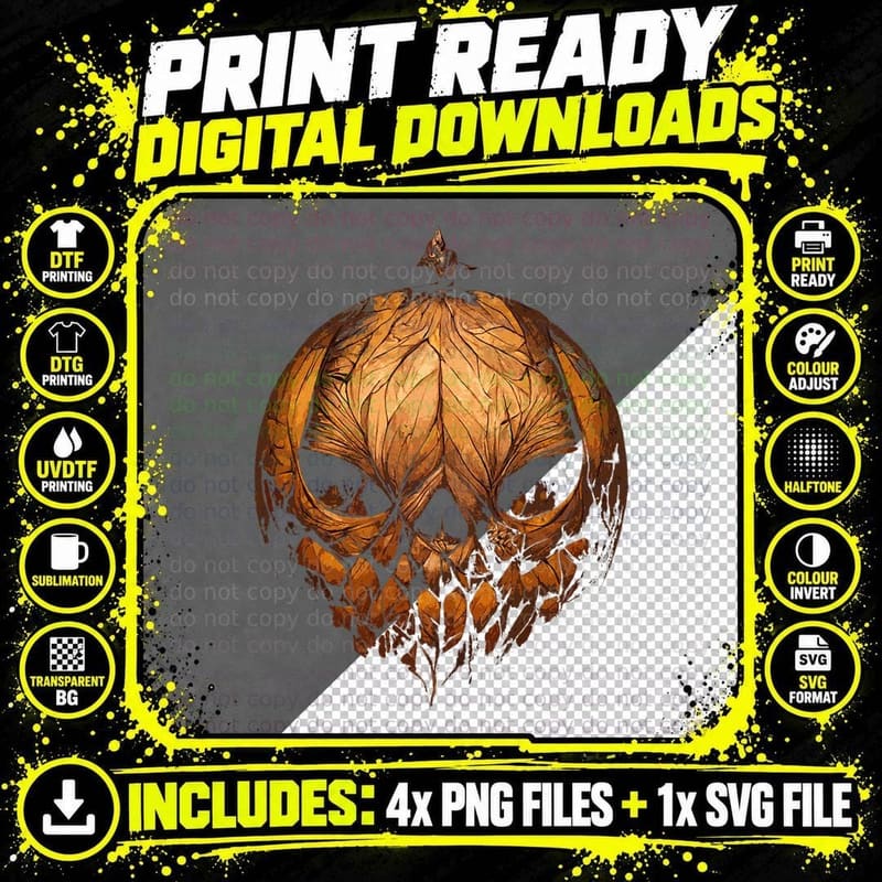 Scariest Pumpkin Jack O Lantern of Halloween Gothic Png SVG Digital Bundle