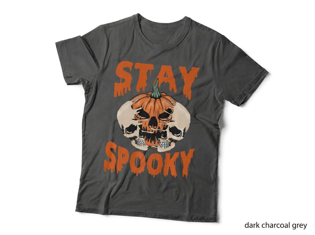 Scary Retro Halloween Stay Spooky Season Pumpkin Skull Funny T-Shirt