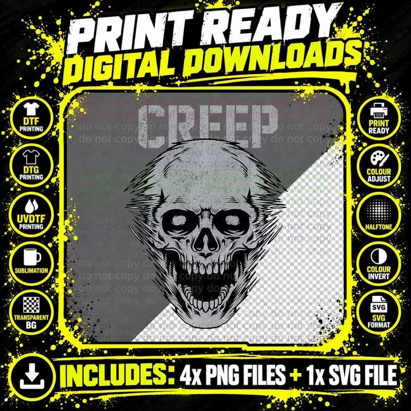 Scary Skull Halloween Costume Horror Skull Face Design Png SVG Digital Bundle