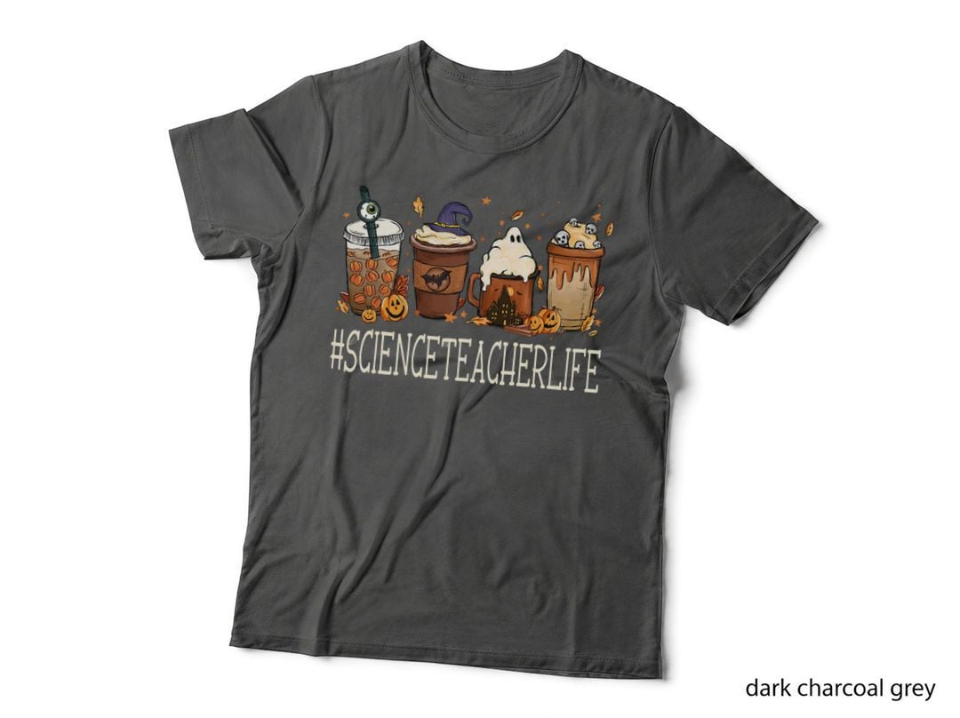 Science Teacher Horror Fall Coffee Halloween Pumpkin Autumn T-Shirt