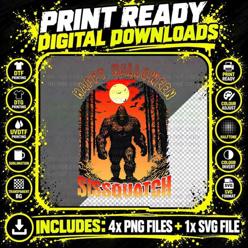 Sis Squatch Sister Matching Cryptid Bigfoot Retro Png SVG Digital Bundle