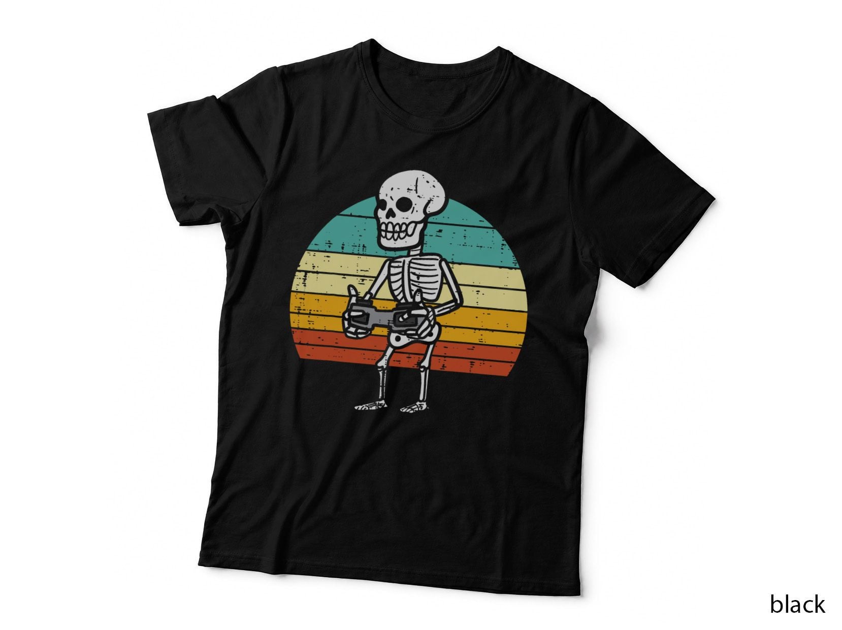Skeleton Game Controller Retro Gamer Halloween Boys Kids Men T-Shirt