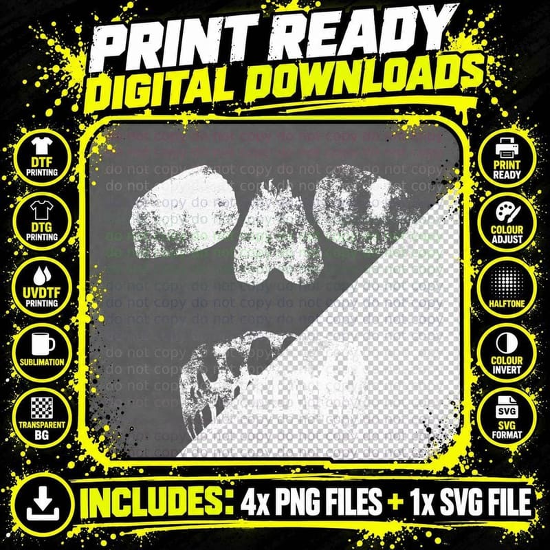 Skull Halloween Horror Shirt Scary Movie Night Tee Png SVG Digital Bundle