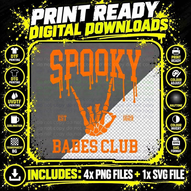 Spooky Babes Club Halloween Salem Witchy Spooky Season Png SVG Digital Bundle