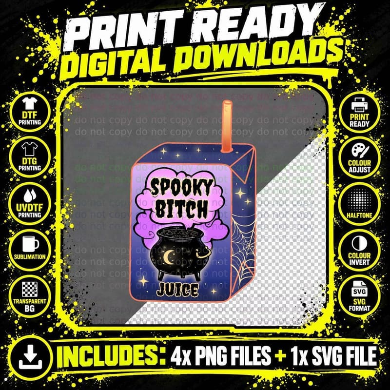 Spooky Bitch Juice Box - Witch Juice T-Shirt Png SVG Digital Bundle