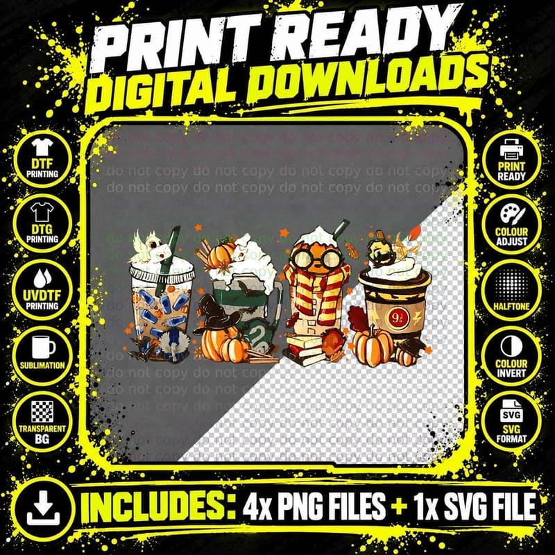 Spooky Season Halloween Horror Coffee Pumpkin Spice Png SVG Digital Bundle