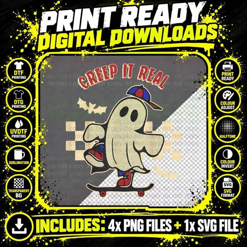 Spooky Season Shirt Creep It Real Shirt Halloween Ghost Png SVG Digital Bundle