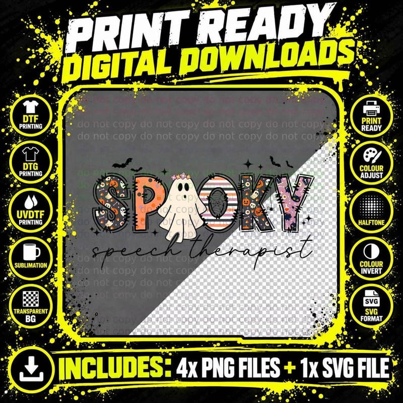Spooky Speech Therapist Halloween SLP Therapy Retro Png SVG Digital Bundle