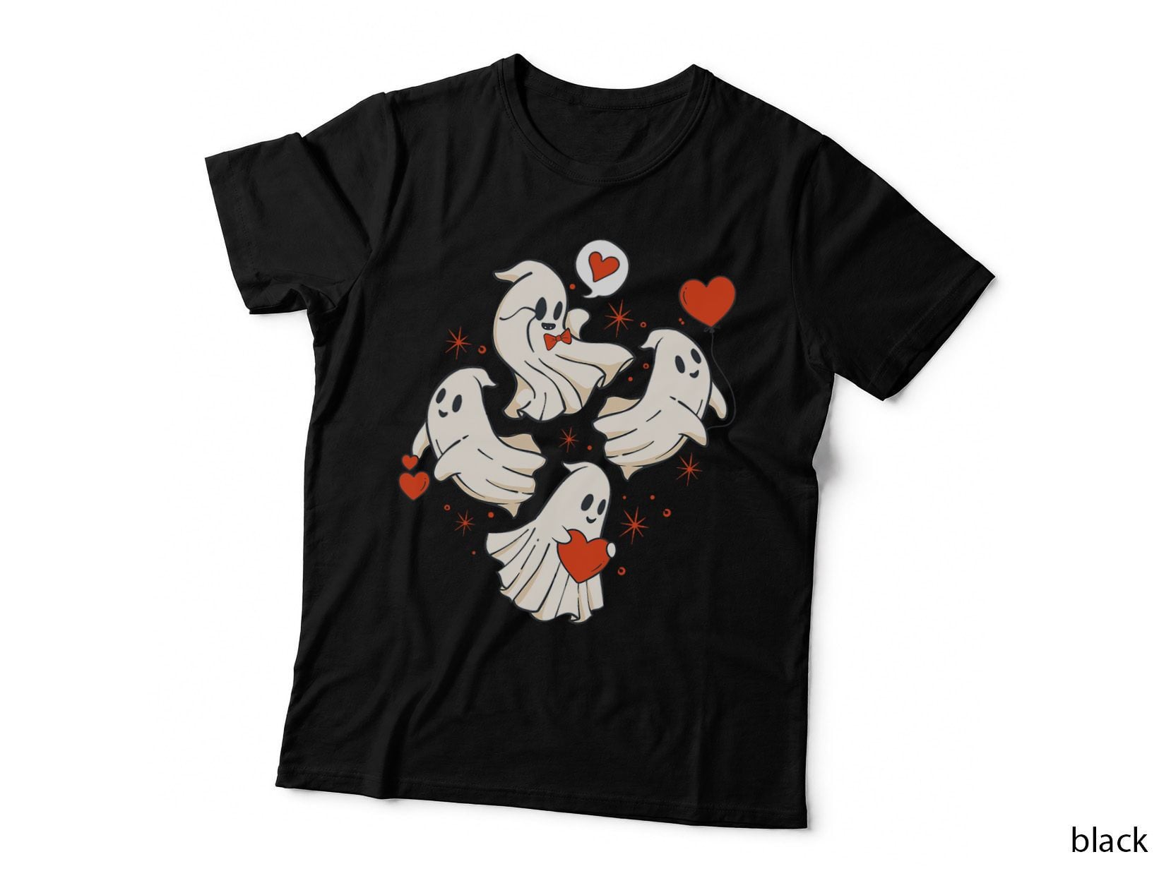 Spooky Valentine's Day Cute Boo Boo Ghost Heart to Heart T-Shirt