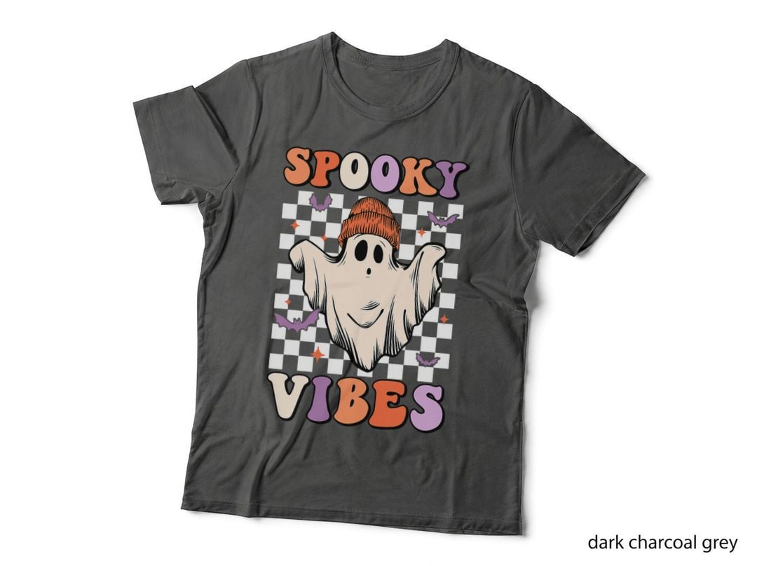 Spooky Vibes Ghost Groovy Retro Halloween Trick or Treat T-Shirt