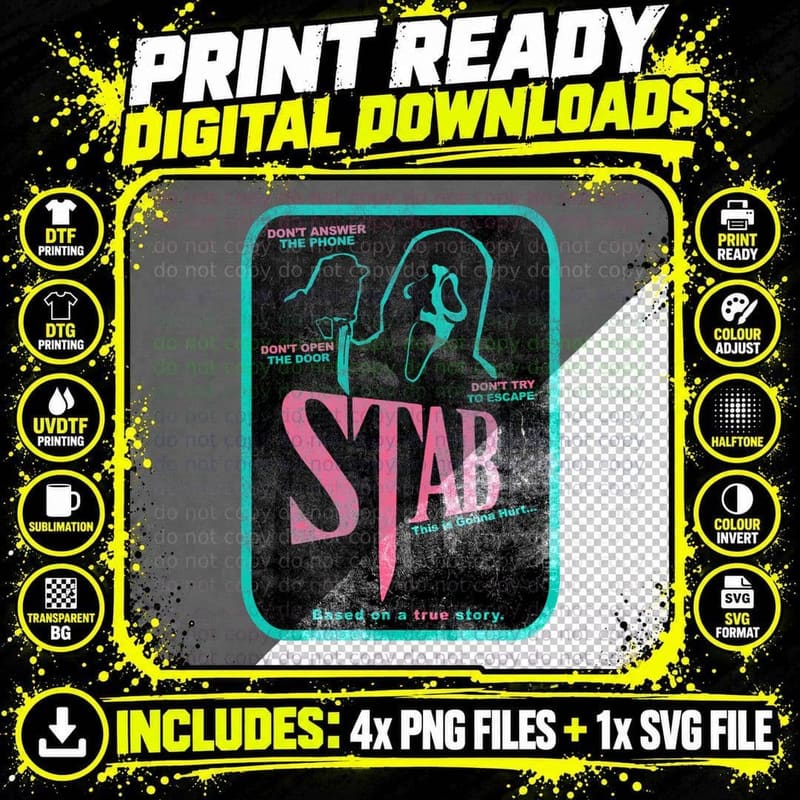 Stab (Vintage Style Horror) T-Shirt Png SVG Digital Bundle