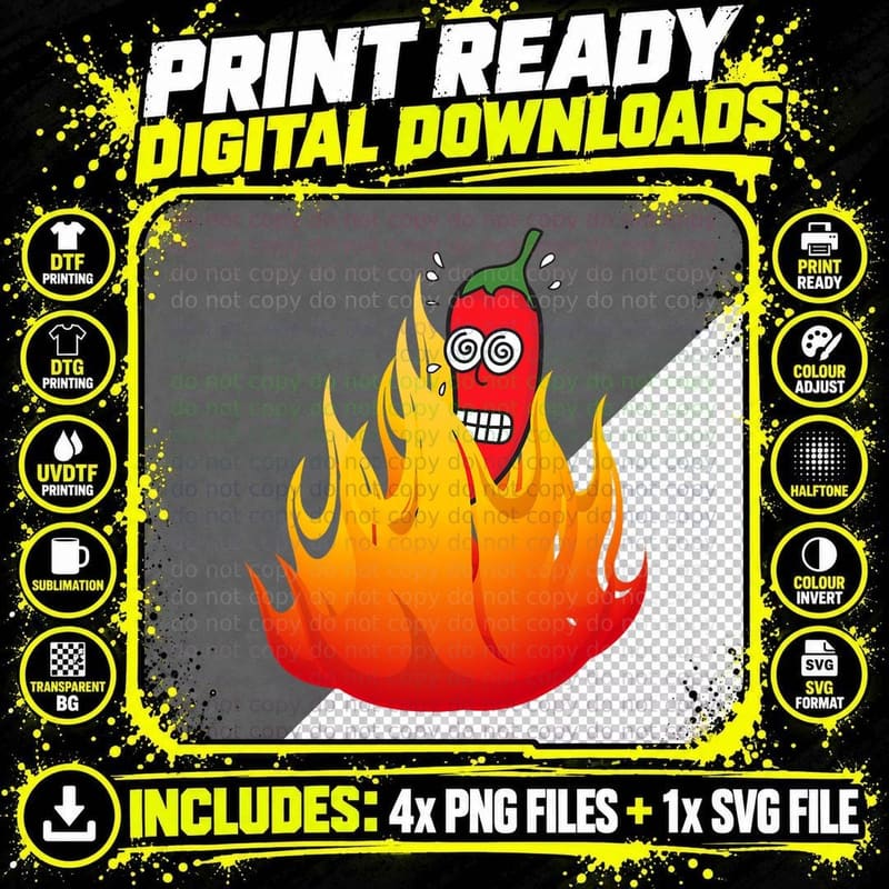 Super Hot Pepper Eating Contest Ghost Peppers T-Shirt Png SVG Digital Bundle