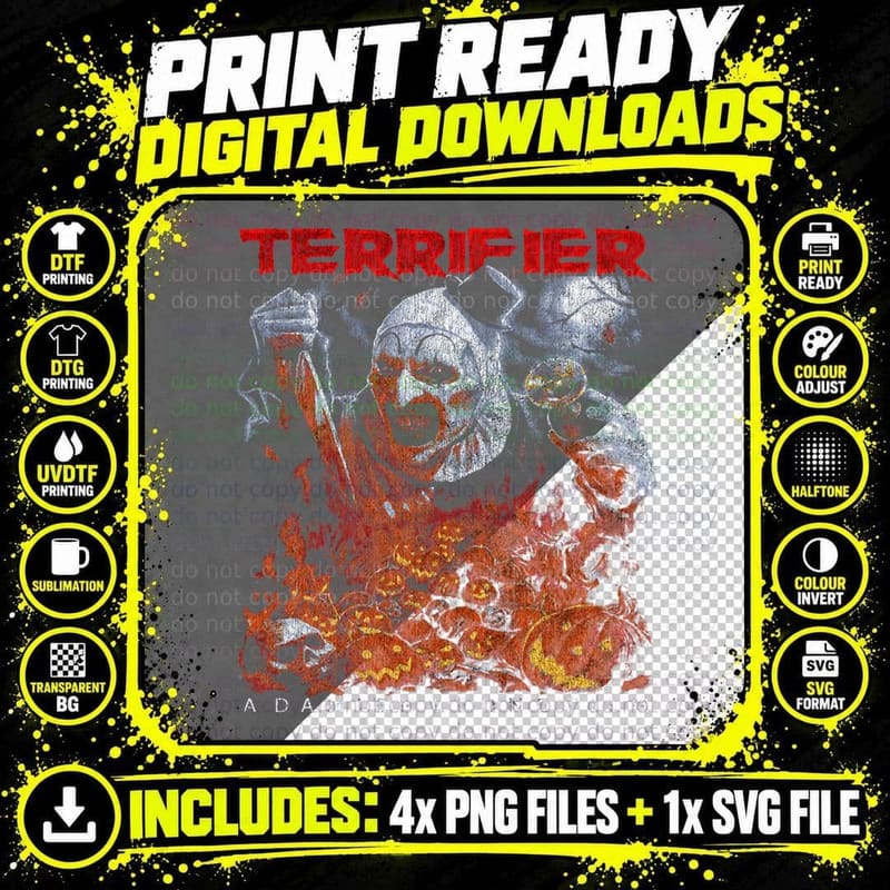 Terrifier, Horror, Cult T-Shirt Png SVG Digital Bundle
