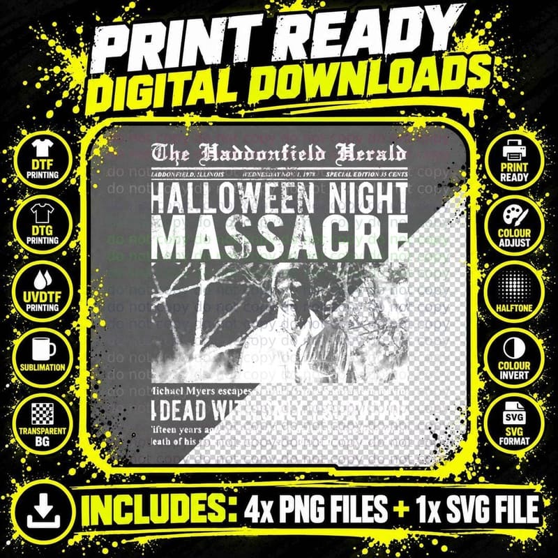 The Haddonfield Herald from Halloween Classic T-Shirt Png SVG Digital Bundle