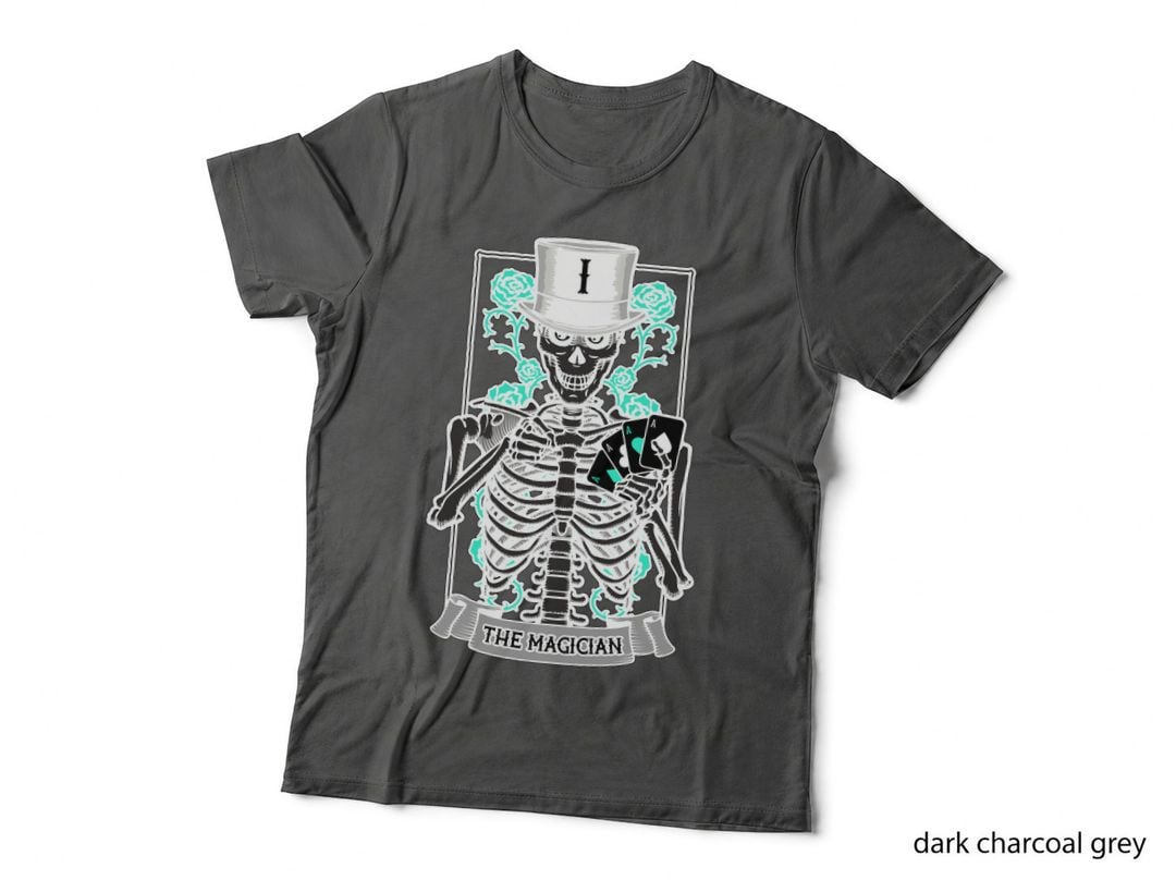 The Magician Tarot Card Gothic Skull Halloween Astrology T-Shirt