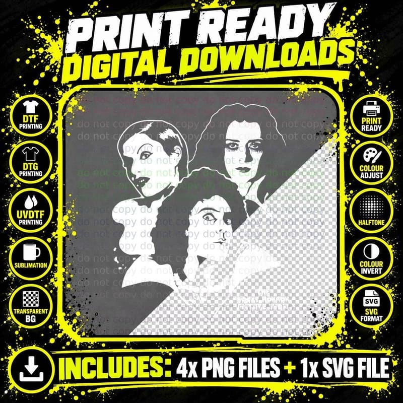The Rocky Horror Picture Show Trio T-Shirt, Spooky Fan Png SVG Digital Bundle