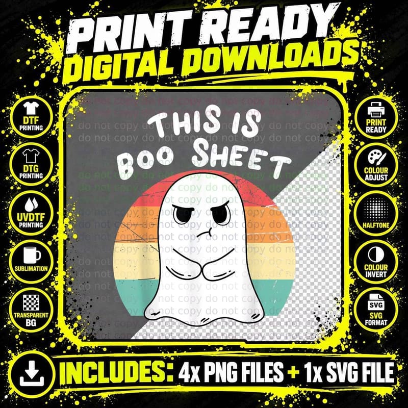 This Is Boo Sheet Funny Ghost Halloween Costume T-Shirt Png SVG Digital Bundle