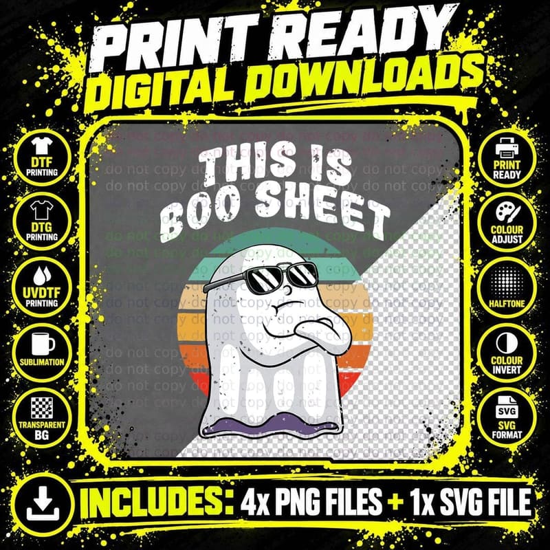 This Is Boo Sheet Funny Halloween Costume Ghost Pun Png SVG Digital Bundle
