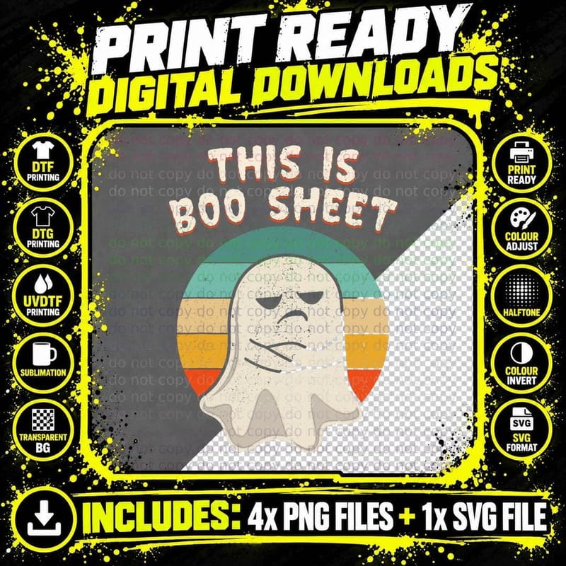 This Is Boo Sheet Ghost Retro Halloween Costume Men Png SVG Digital Bundle