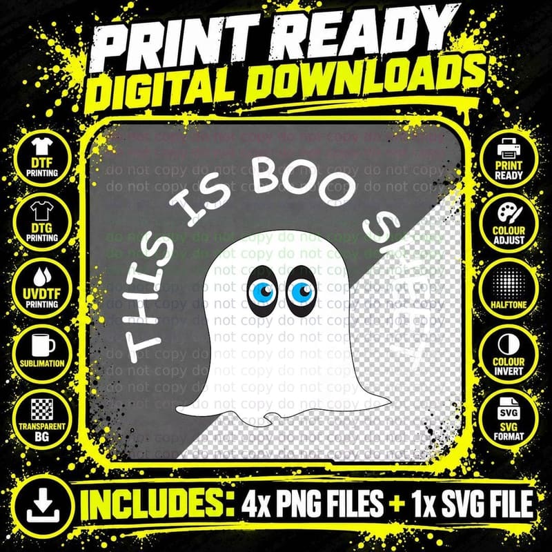 This Is Boo Sheet Ghost Retro Halloween Funny Png SVG Digital Bundle