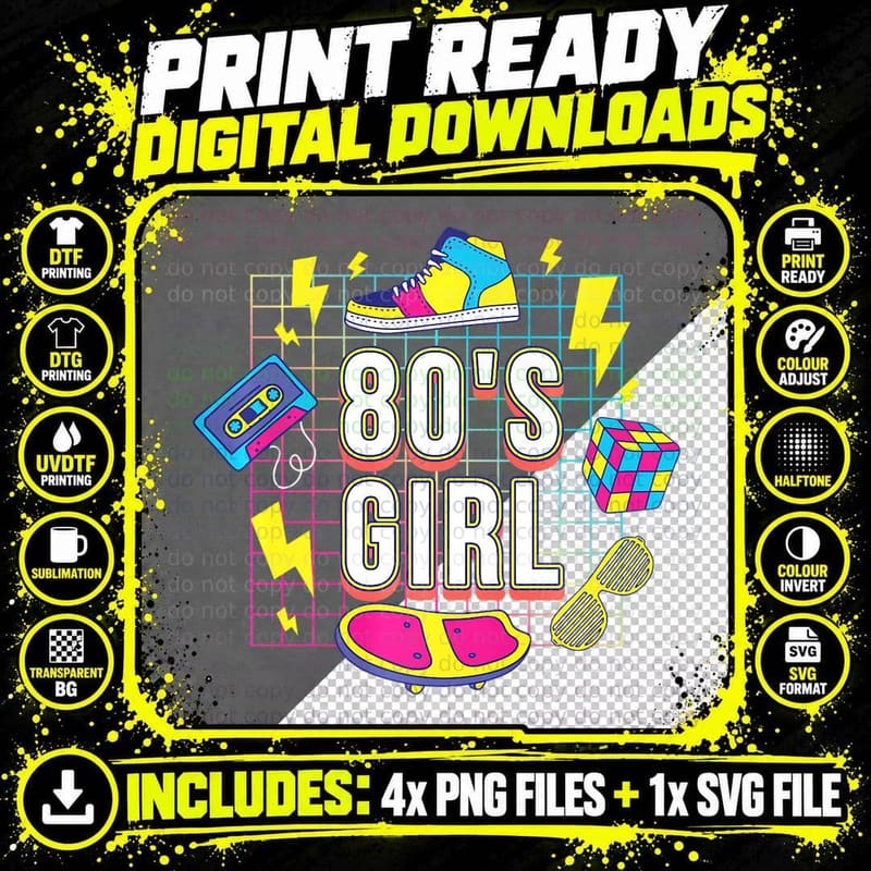 This Is My 80s Girl Halloween Costume Retro 80s 90s Png SVG Digital Bundle