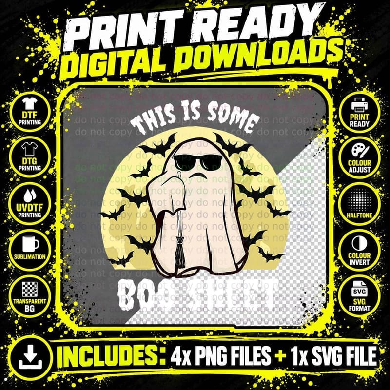 This Is Some Boo Sheet Halloween Ghost No Time to Boo Png SVG Digital Bundle