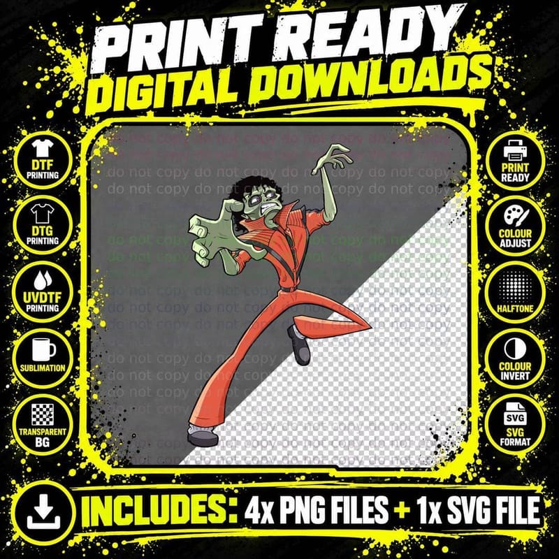 Thriller Zombie Michael Jackson T-Shirt Png SVG Digital Bundle