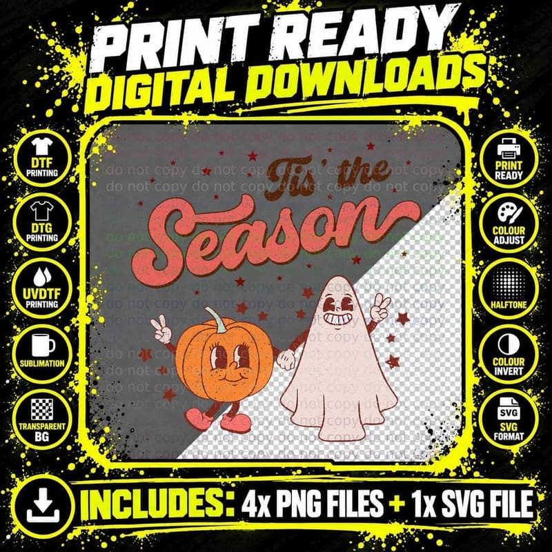 Tis the Season Pumpkin Shirt Spice Fall Autumn Boo Png SVG Digital Bundle