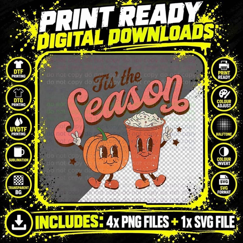 Tis the Season Pumpkin Shirt Spice Fall Autumn Halloween Png SVG Digital Bundle
