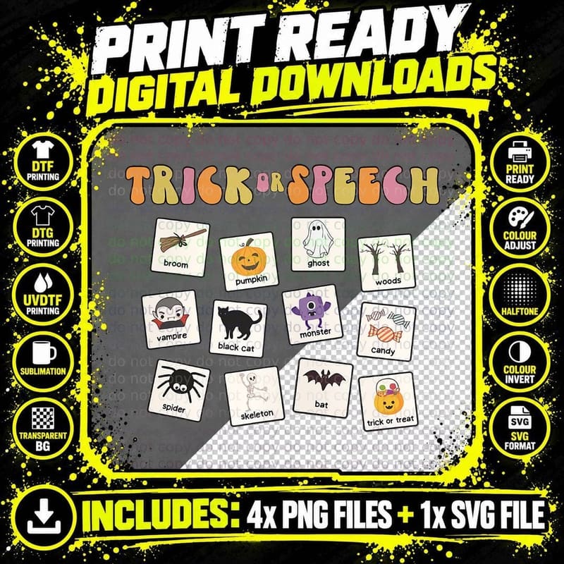Trick or Speech Therapy Halloween Your Words Matter Png SVG Digital Bundle