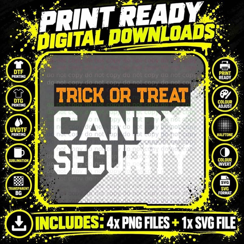 Trick or Treat Candy Security Mom Dad Halloween Costume Png SVG Digital Bundle