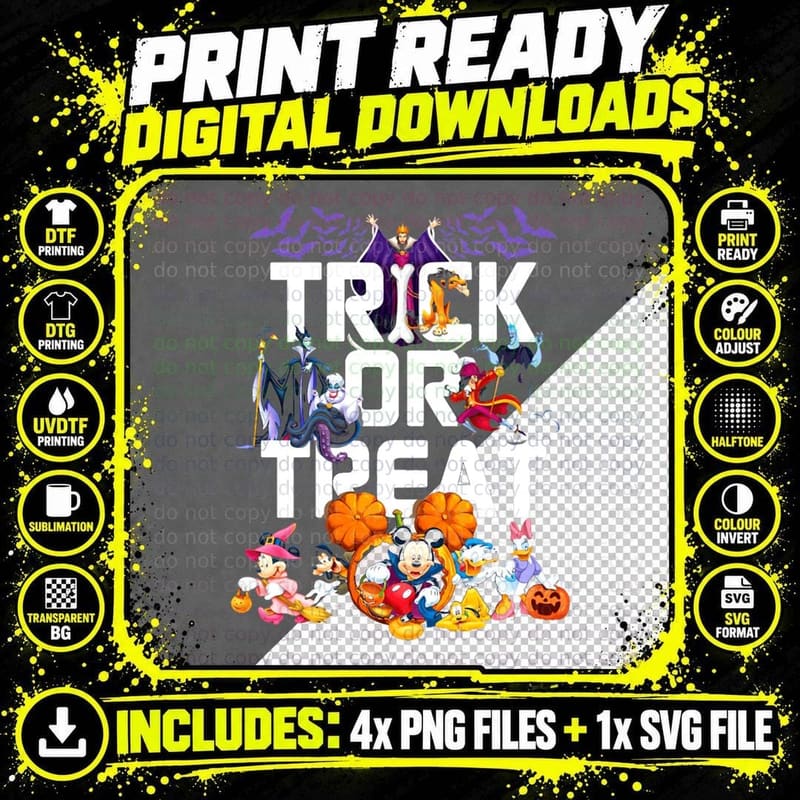Trick or Treat Happy Halloween T-Shirt Png SVG Digital Bundle
