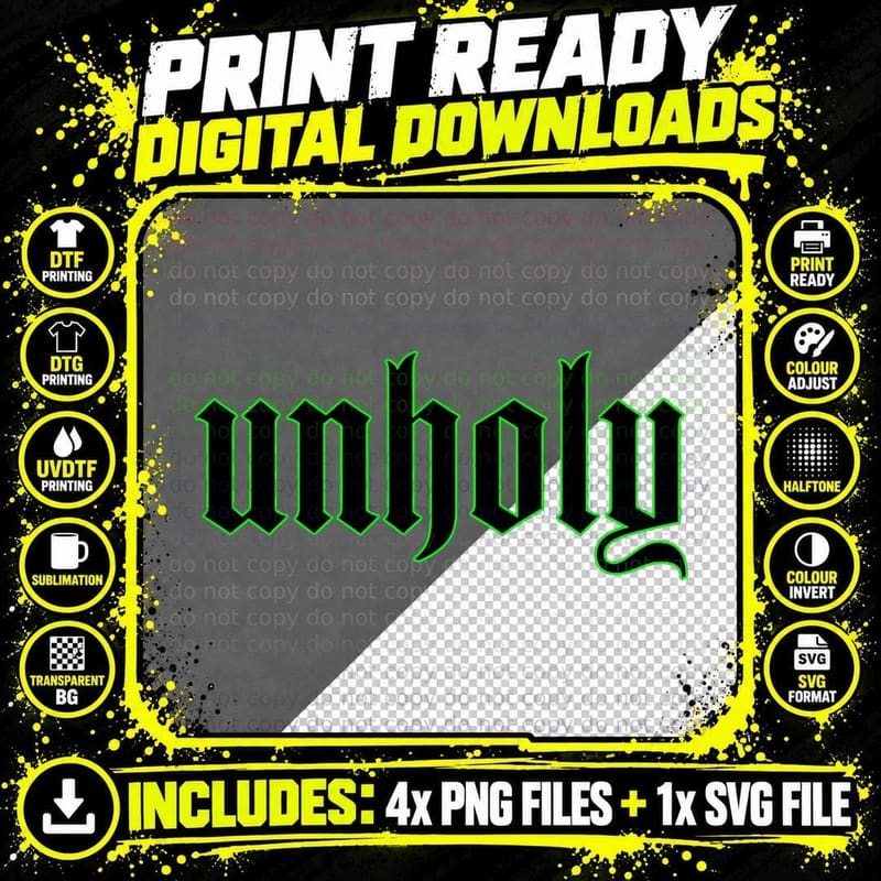 Unholy - Goth Holiday Halloween Gross Zombie Horror Png SVG Digital Bundle