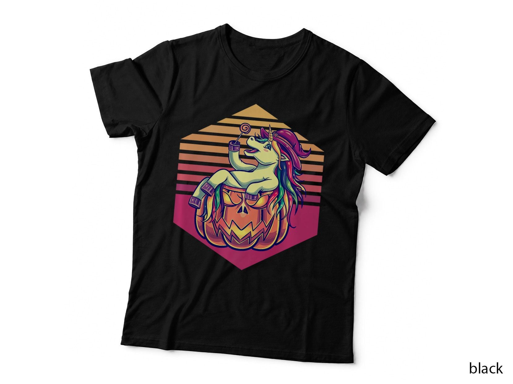 Unicorn Witch Halloween Retro Vintage T-Shirt, Costume Tee