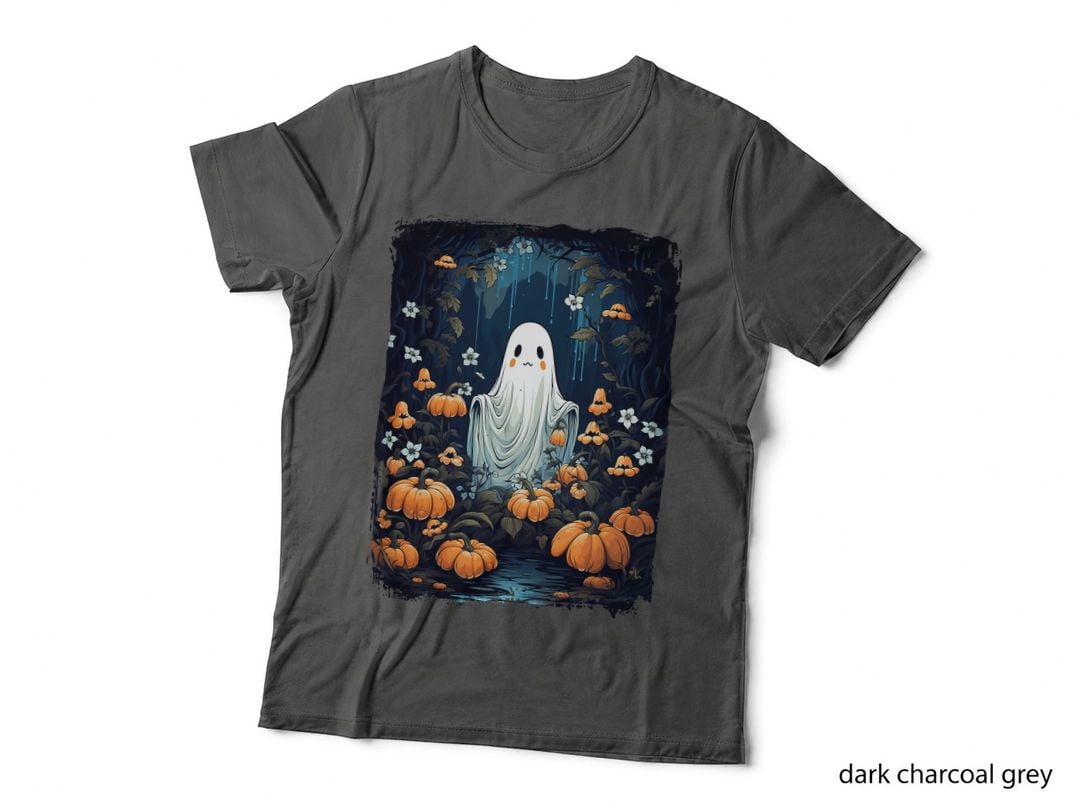 Vintage Floral Ghost Cute Pumpkin Autumn Halloween Gothic T-Shirt
