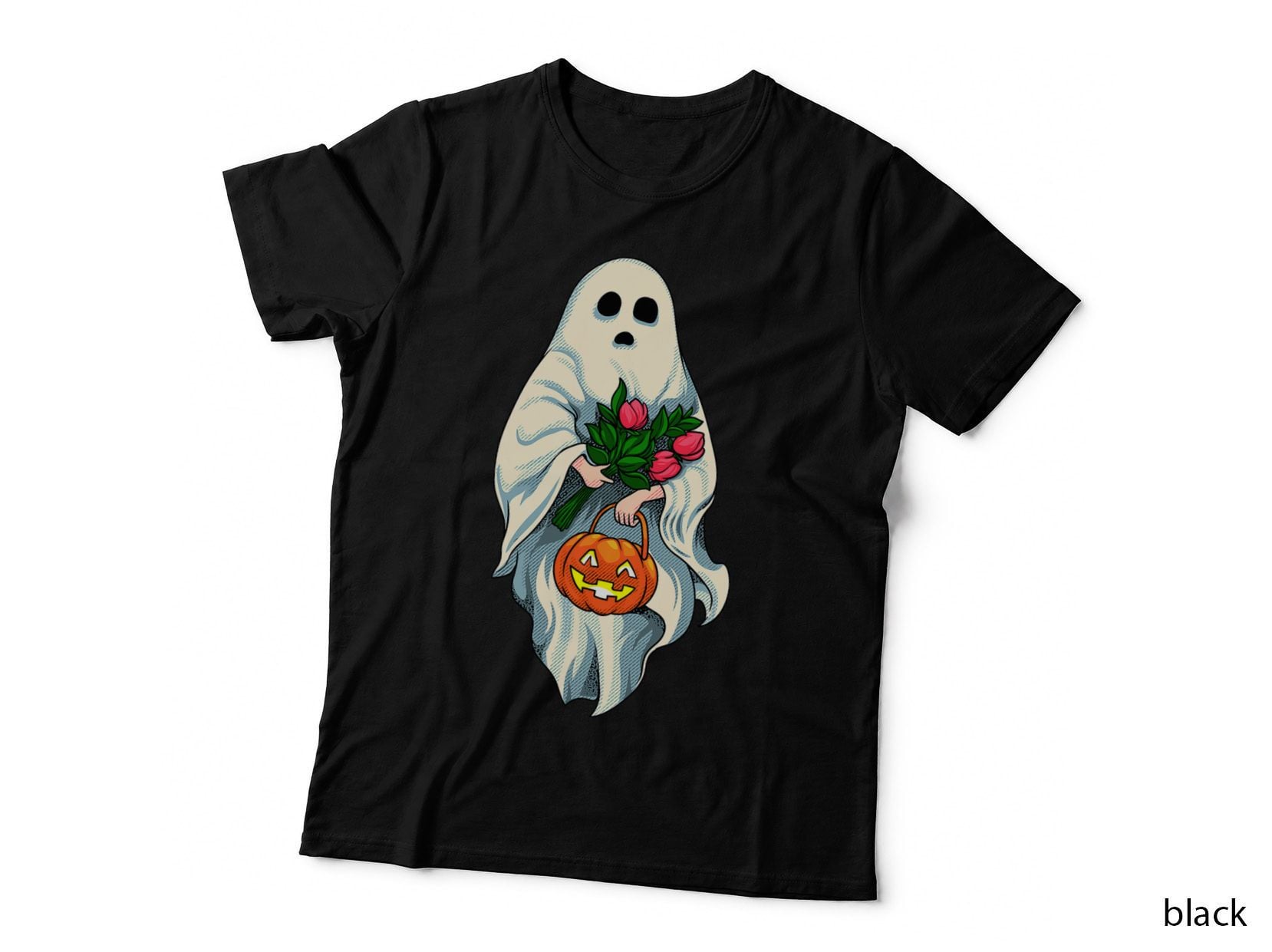 Vintage Floral Ghost Halloween Costume Graphic for Men Women T-Shirt
