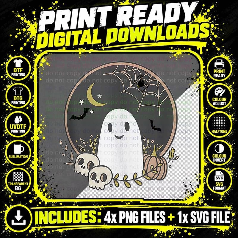 Vintage Halloween Ghost Autumn Fall Halloween Clothes Png SVG Digital Bundle