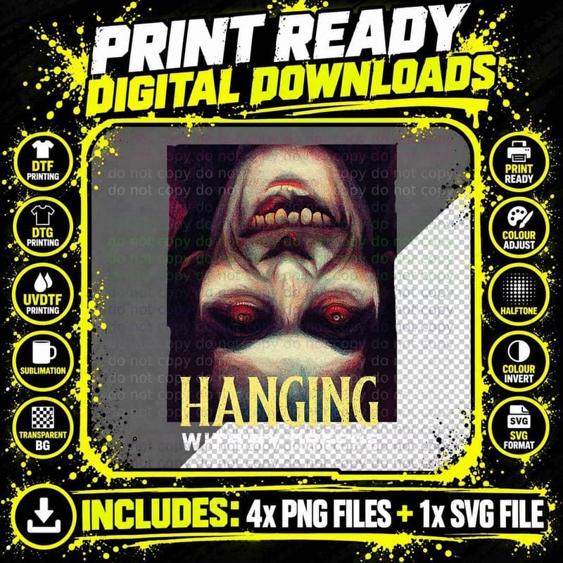 Vintage Horror Movie Spooky Vampire Hanging with My Png SVG Digital Bundle
